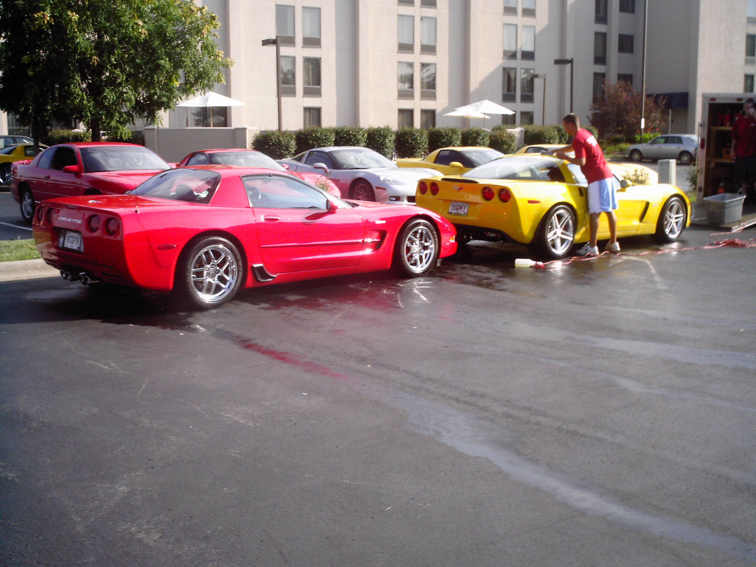 Man Washing a Corvette